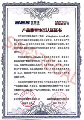 星瑞格数据库与宝兰德应用服务器完成产品兼容互认证，共筑国产化应用软件服务新生态